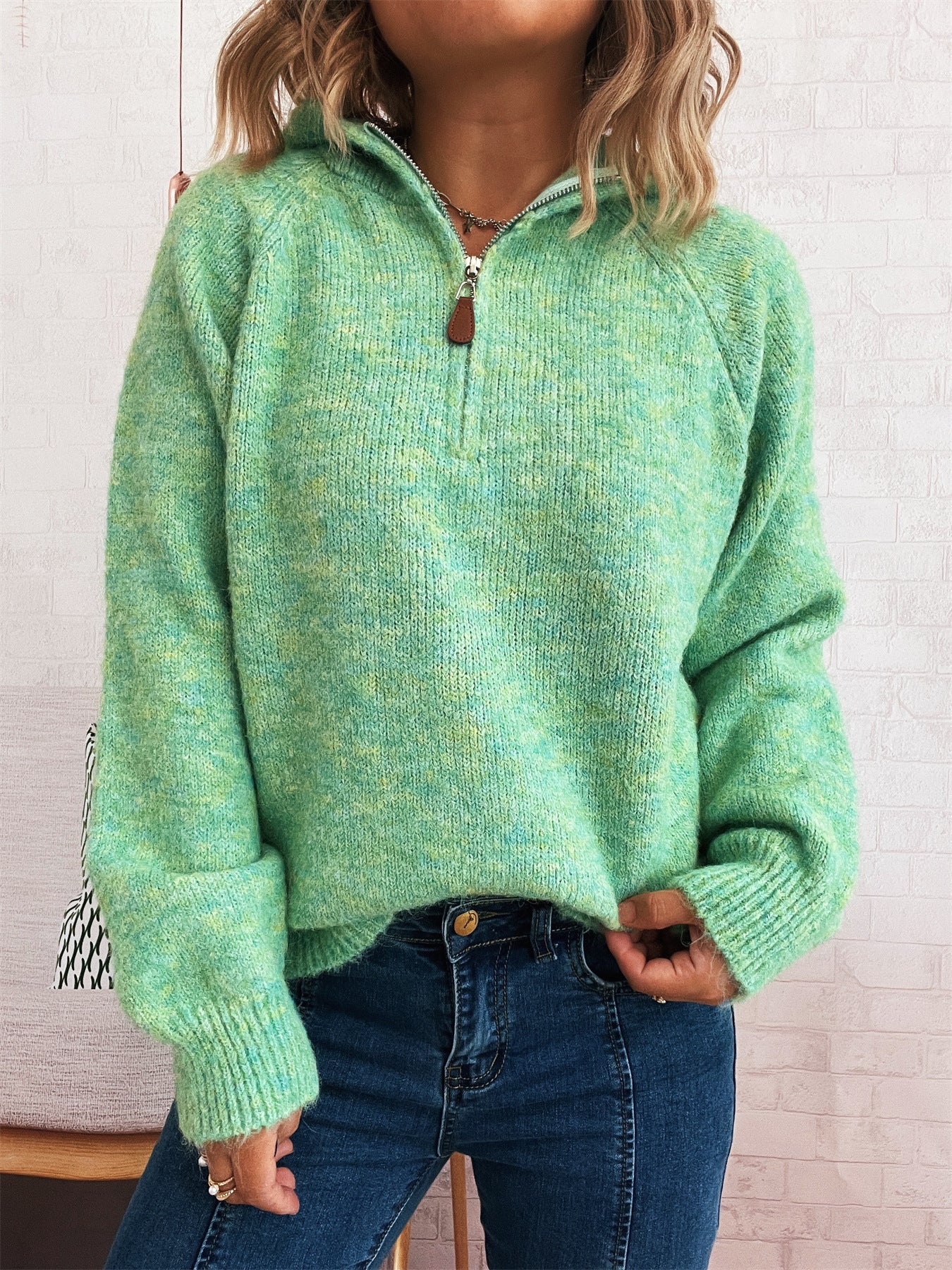 Damen Pullover Kapuze Reißverschluss Norvielle