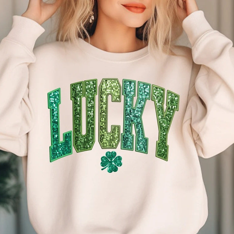 Damen Sweatshirt Glitzernd Kleeblattmotiv Norvielle - Norvielle