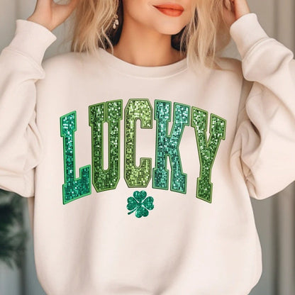 Damen Sweatshirt Glitzernd Kleeblattmotiv Norvielle - Norvielle