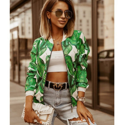 Damen Bomberjacke Floralmuster Bequem Norvielle