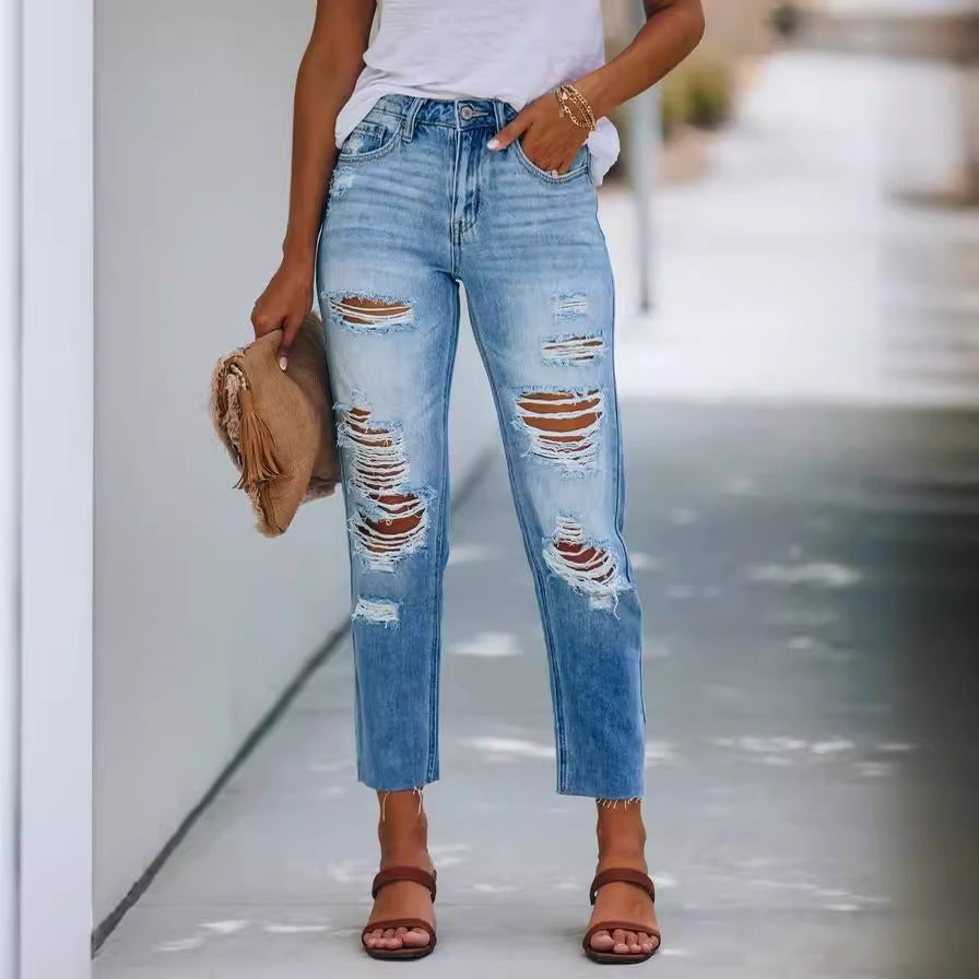 Damen Boyfriend Jeans Destroyed Style