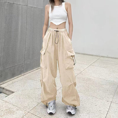 Damen Cargo-Hose Weites Bein Praktische Taschen