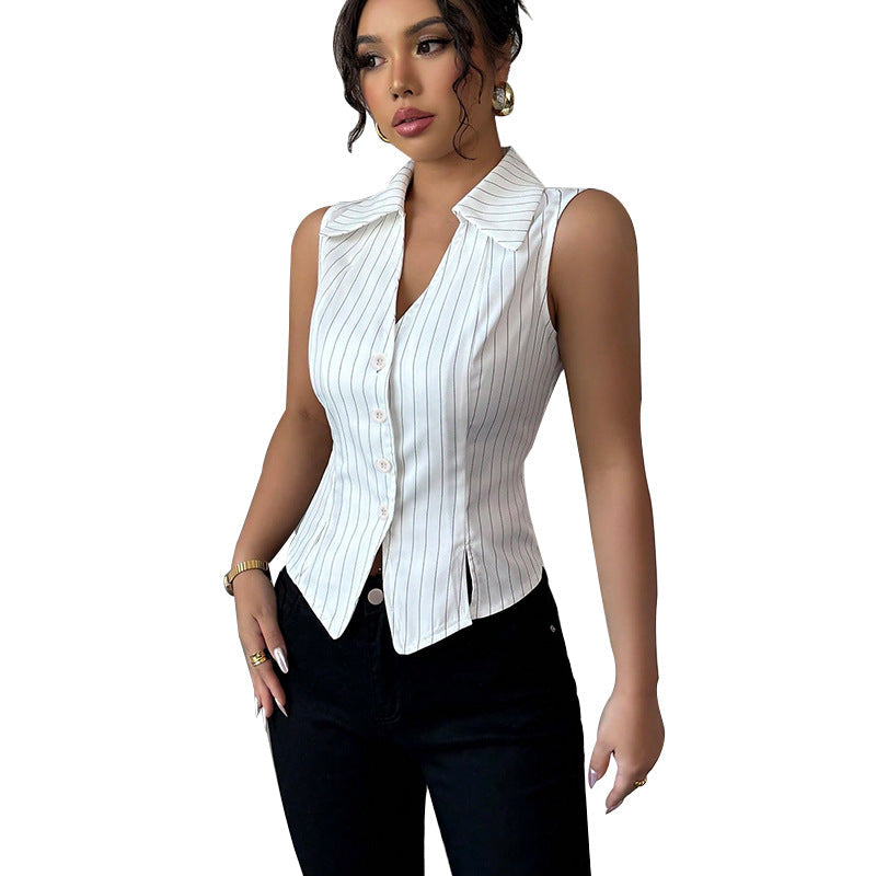 Damen Ärmellose Bluse Streifen Norvielle