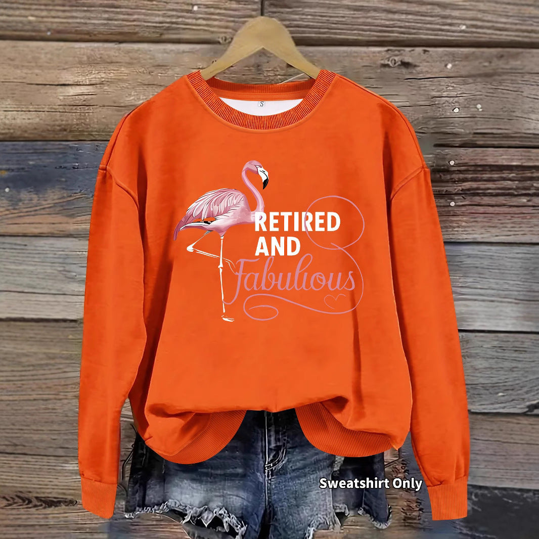 Damen Sweatshirt Flamingo Motiv Weich Rosa