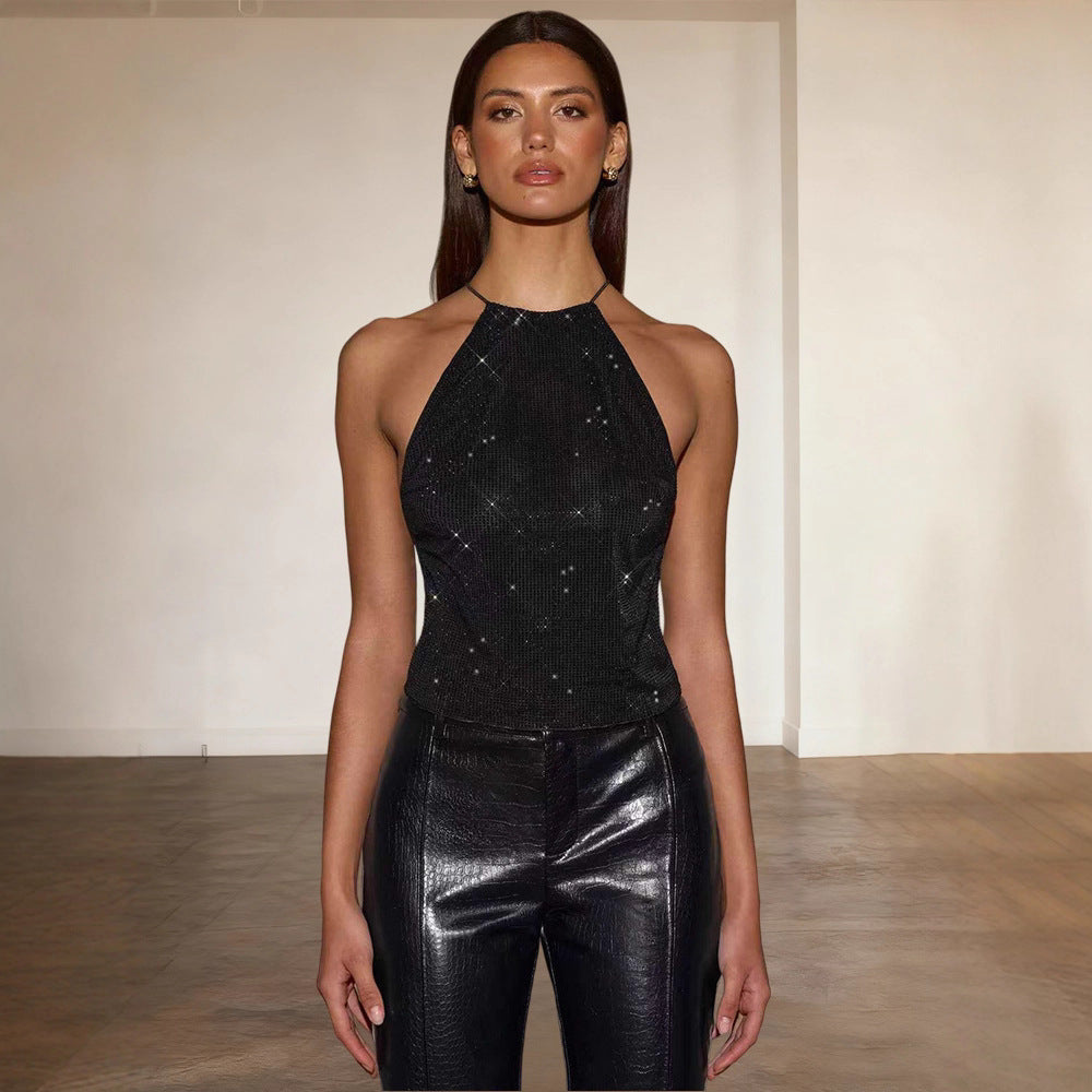 Damen Glitzer- Slim-Halterdesign Funkelnde Akzente