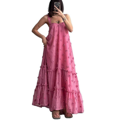 Damen Sommerkleid Bodenlang Floralmuster Rüschendetails Norvielle