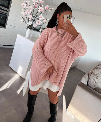 Damen Strickpullover Oversized Lässiger Schnitt Weite Ärmel Norvielle