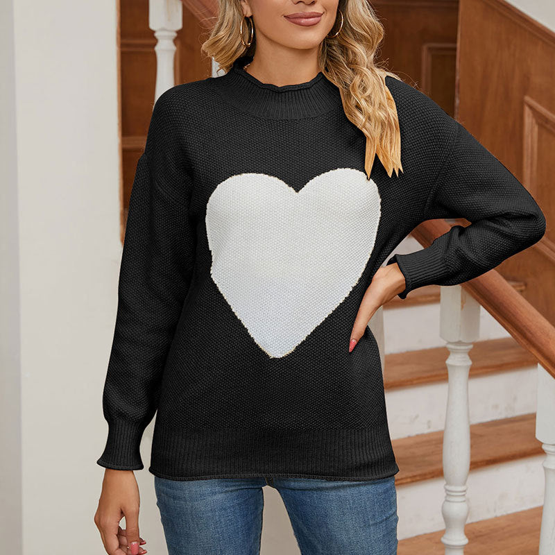 Damen Pullover Herz-Print Norvielle