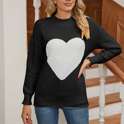 Damen Pullover Herz-Print Norvielle