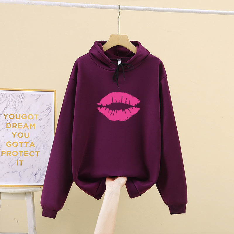 Damen Hoodie Lippenmotiv Norvielle