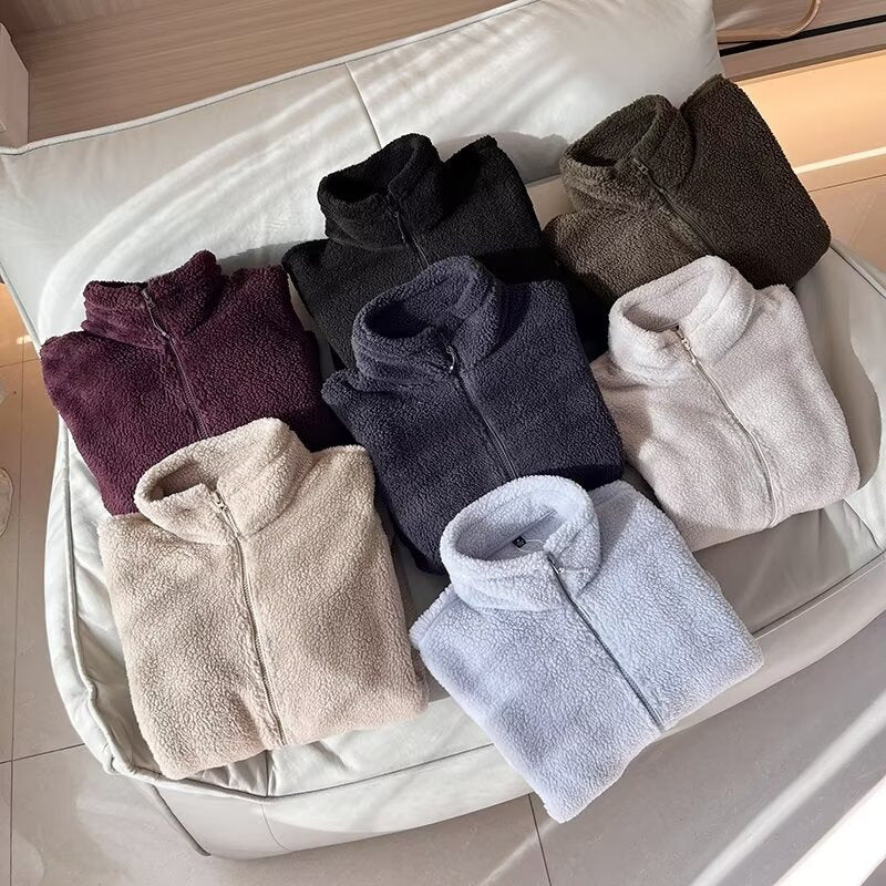 Damen Fleecejacke Hochkragen Reißverschlusstaschen Norvielle