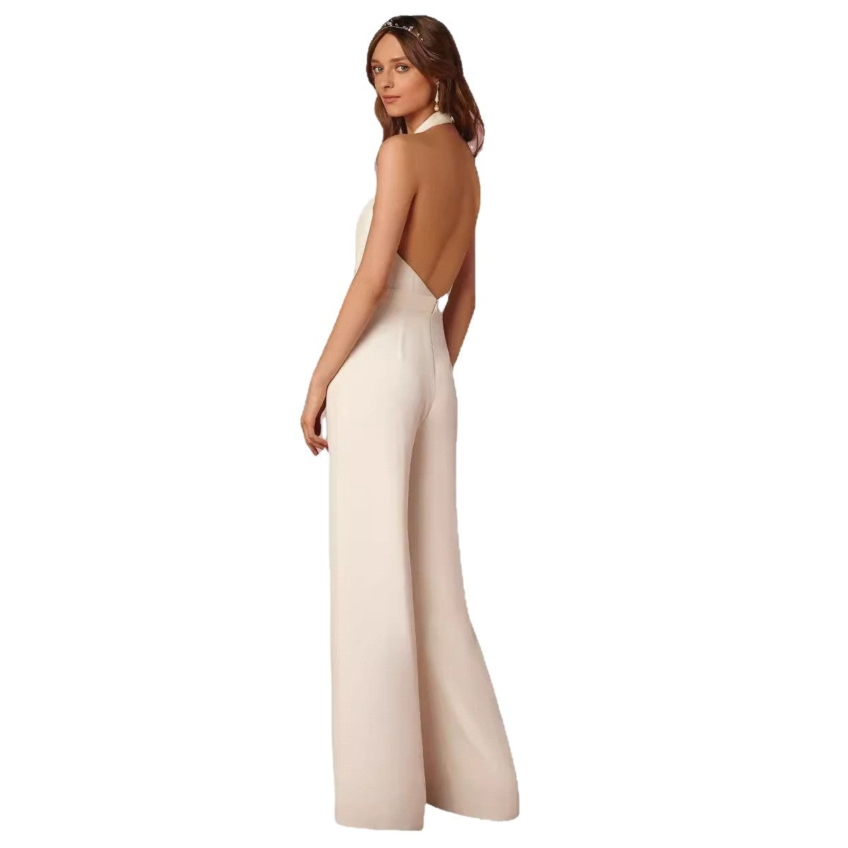 Damen Jumpsuit V-Ausschnitt Weitbeinig Norvielle