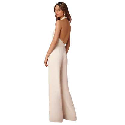 Damen Jumpsuit V-Ausschnitt Weitbeinig Norvielle