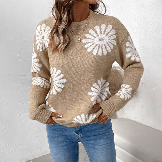 Damen Strickpullover Florales Muster Norvielle - Norvielle