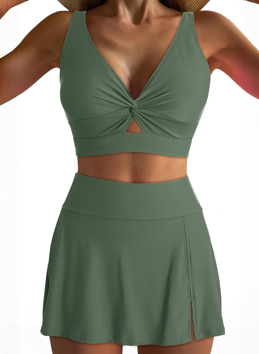 Damen Sport-Bikini-Set Wickeltop und Rock