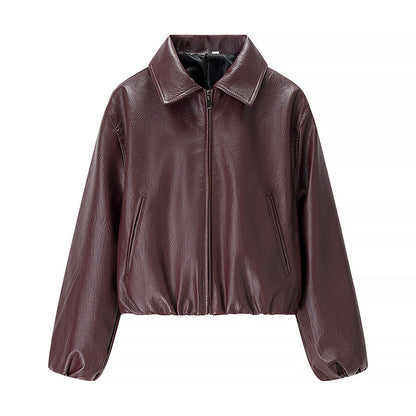 Damen Kunstlederjacke Elastischer Bund Norvielle