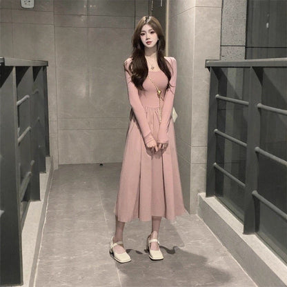 Damen Midi-Kleid Langärmlig mit Puffärmeln Norvielle