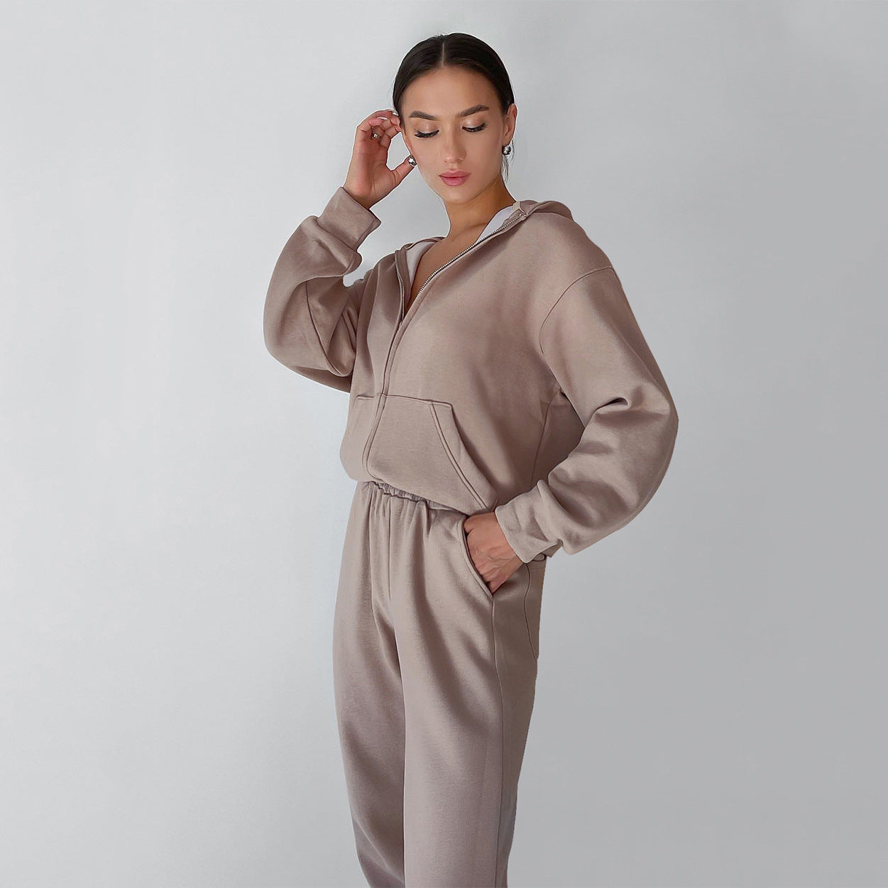 Damen Fleece-Jumpsuit Reißverschluss Bequem Norvielle