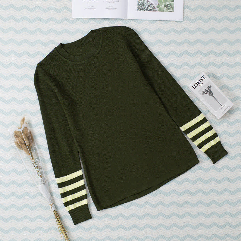 Damen Strickpullover Kontrastärmel Norvielle