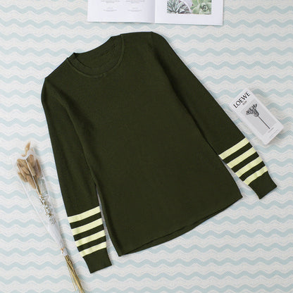 Damen Strickpullover Kontrastärmel Norvielle