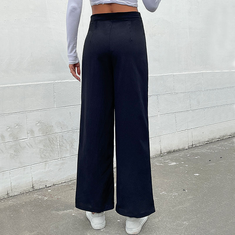 Damen Palazzo-Hose Weit Dekorative Knöpfe Norvielle