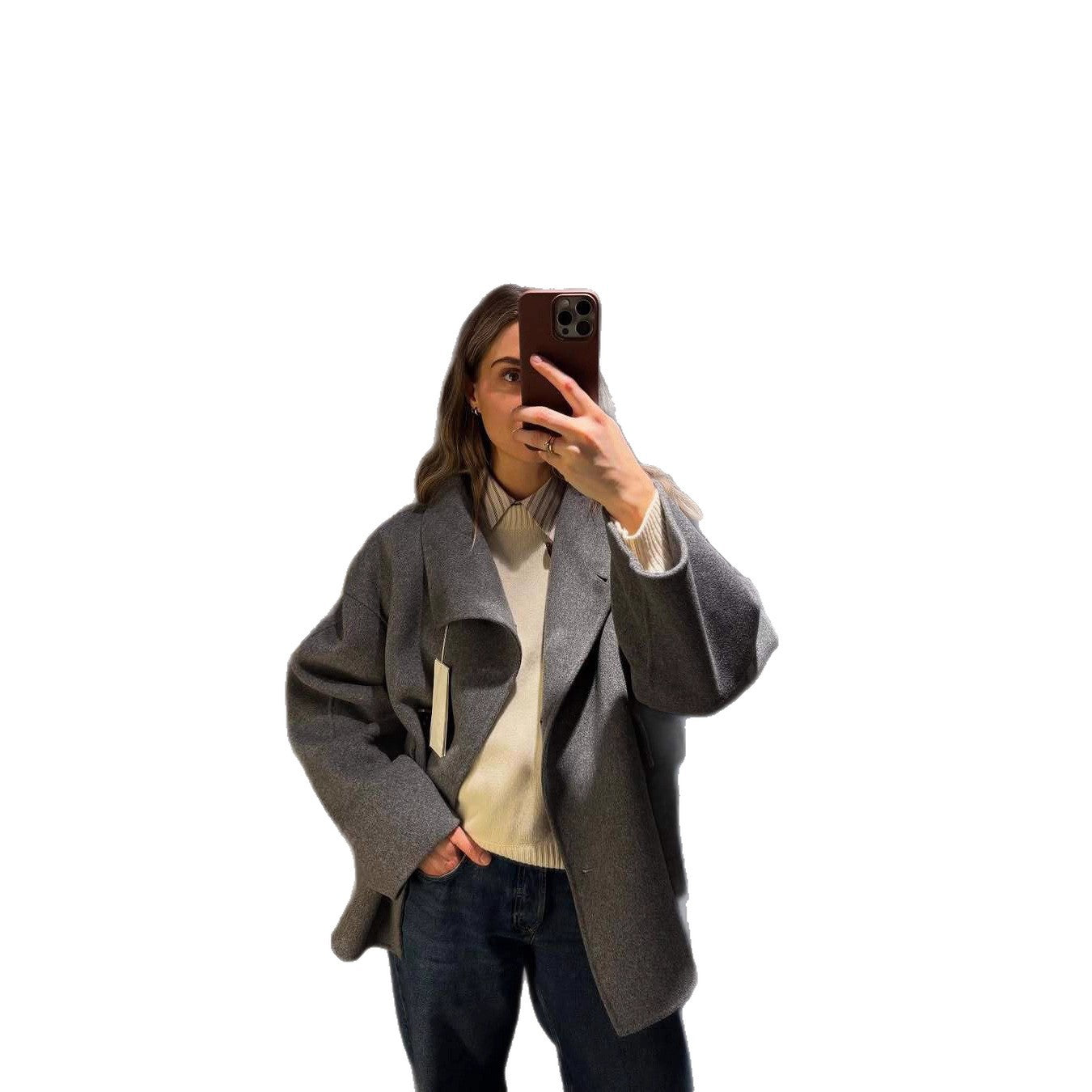 Damen Oversized Wollmantel Großformat