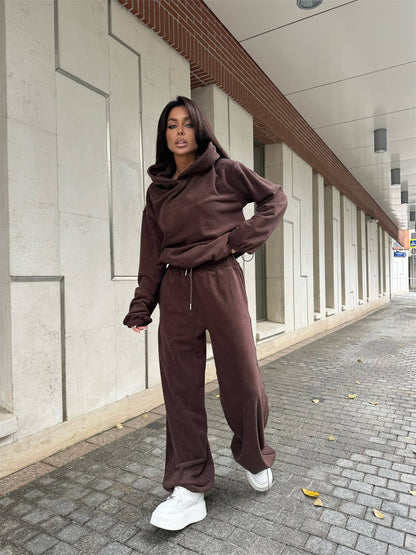 Damen Fleece-Loungewear-Set mit Taschen und lässigem Schnitt Norvielle