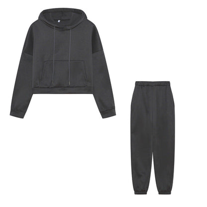 Damen Sport Set Crop-Hoodie Jogginghose Norvielle