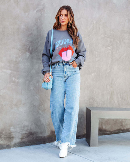 Damen Oversized Sweatshirt Trendiges Grafikdesign Norvielle