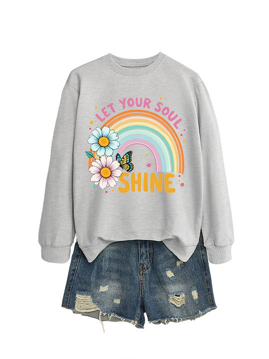 Damen Sweatshirt Bunt Floralmuster Baumwolle