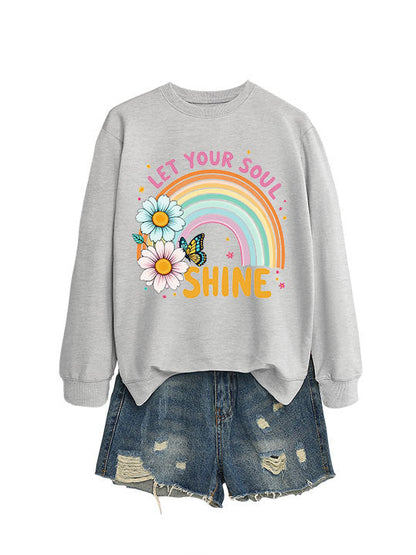 Damen Sweatshirt Bunt Floralmuster Baumwolle
