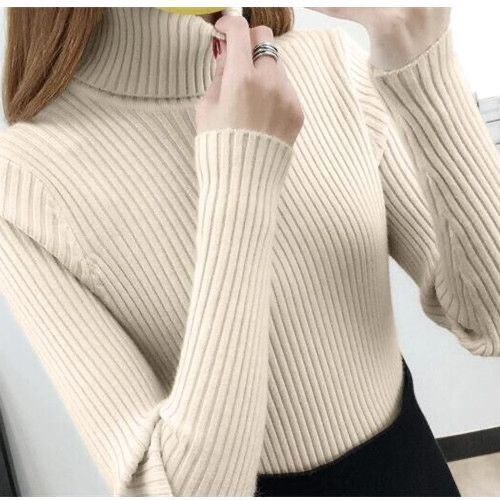 Damen Rollkragenpullover Rippstruktur Hochwertig Norvielle