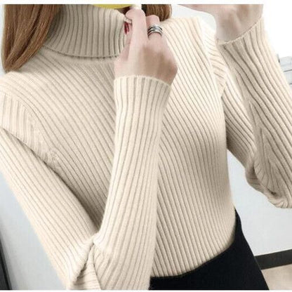 Damen Rollkragenpullover Rippstruktur Hochwertig Norvielle