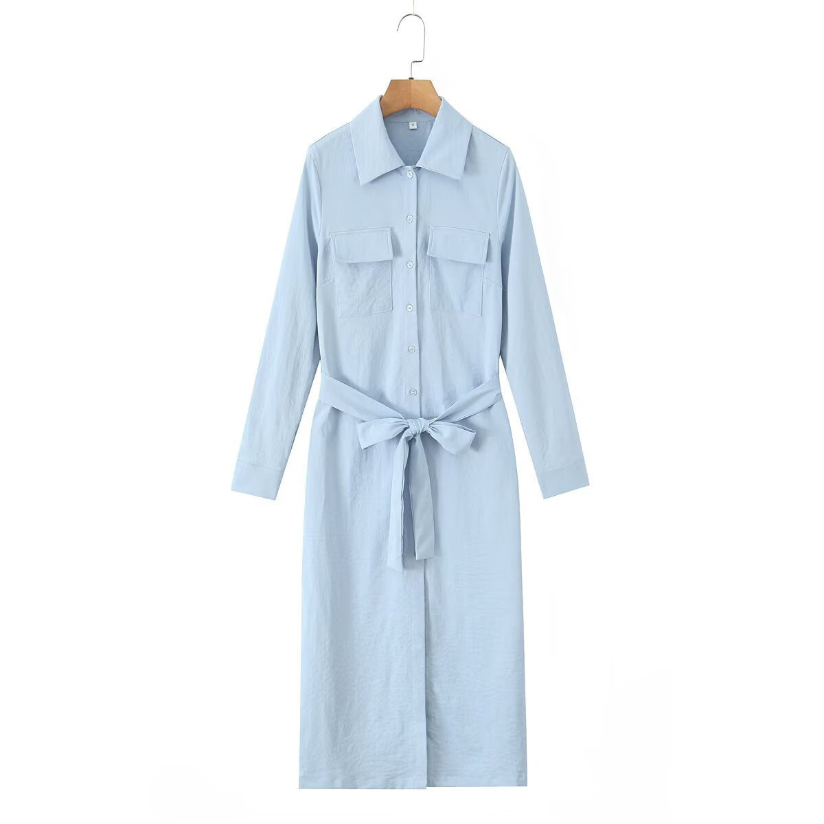 Damen Hemdblusenkleid mit Brusttaschen und Gürtel Norvielle