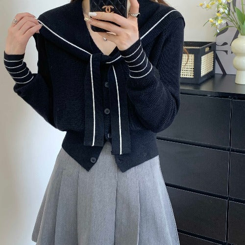 Damen Strickjacke Dekorativer Kragen Knöpfe Norvielle