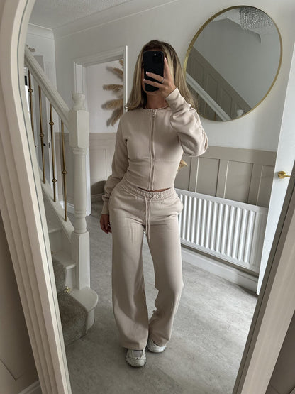 Damen Cropped Hoodie Jogginghose Set Elastischer Bund Norvielle