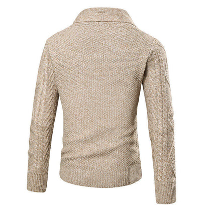 Herren Strickcardigan Modernes Zopfmuster Aufgesetzte Taschen Beige