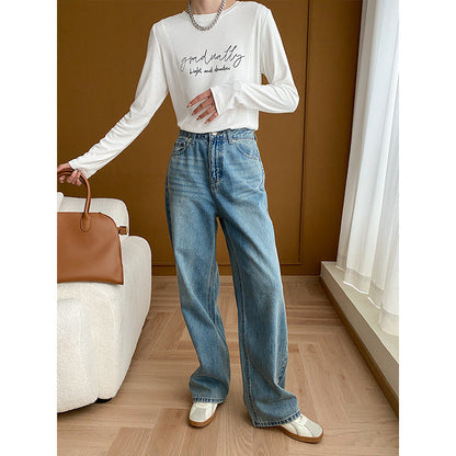 Damen Weite Jeans Hochtailliert Norvielle