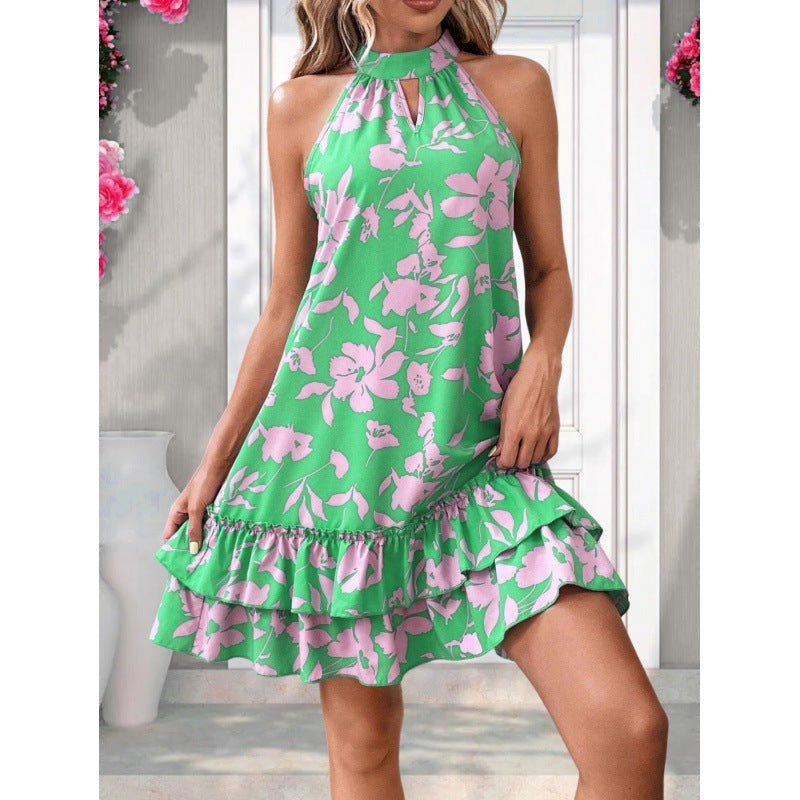 Damen Sommerkleid Rüschen-Design Floralmuster Norvielle