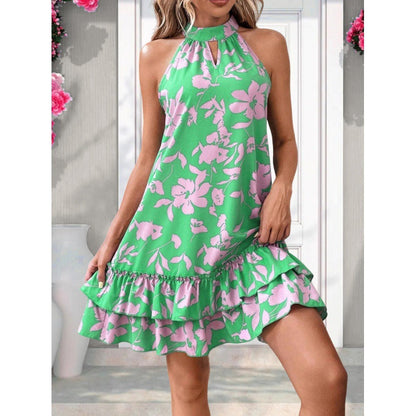 Damen Sommerkleid Rüschen-Design Floralmuster Norvielle