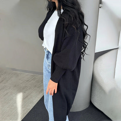 Damen Strickjacke Voluminöse Ärmel Praktische Taschen Norvielle