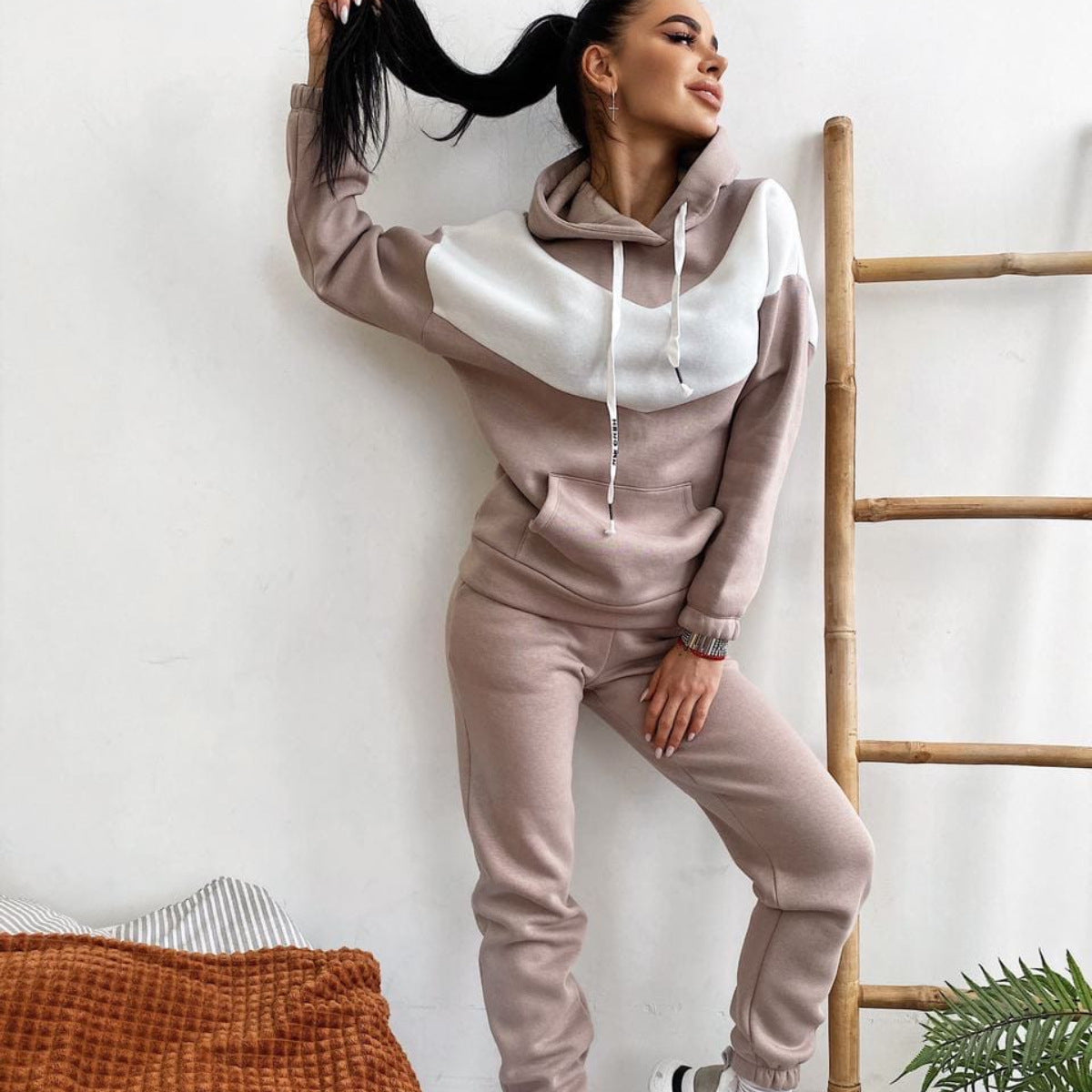 Damen Sport-Jogginganzug Farblich Abgesetzt Norvielle