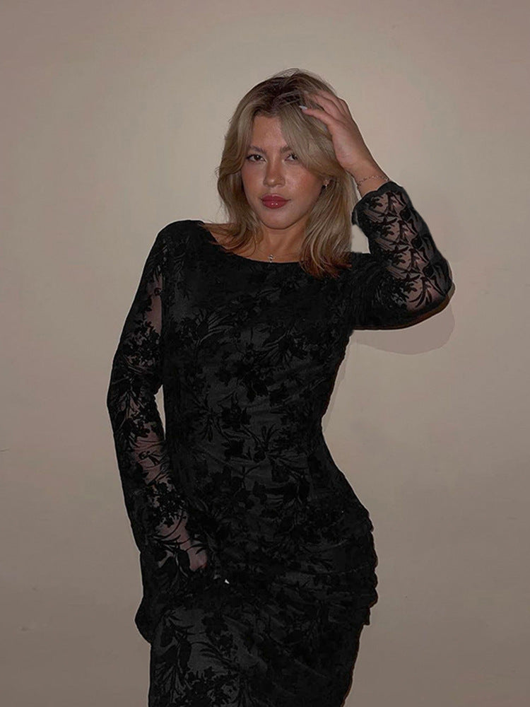 Damen Maxikleid Langärmlig Floralmuster Norvielle