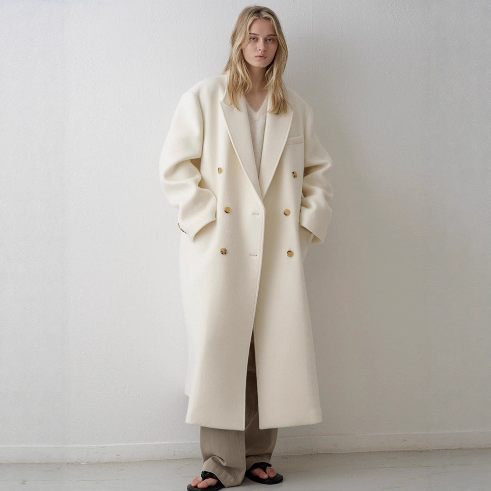 Damen Oversized-Mantel Doppelter Knopf Norvielle Lang - Norvielle