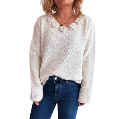 Damen Strickpullover Floralmuster Norvielle