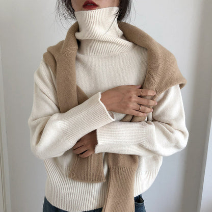 Damen Rollkragenpullover Feinstrick Beige