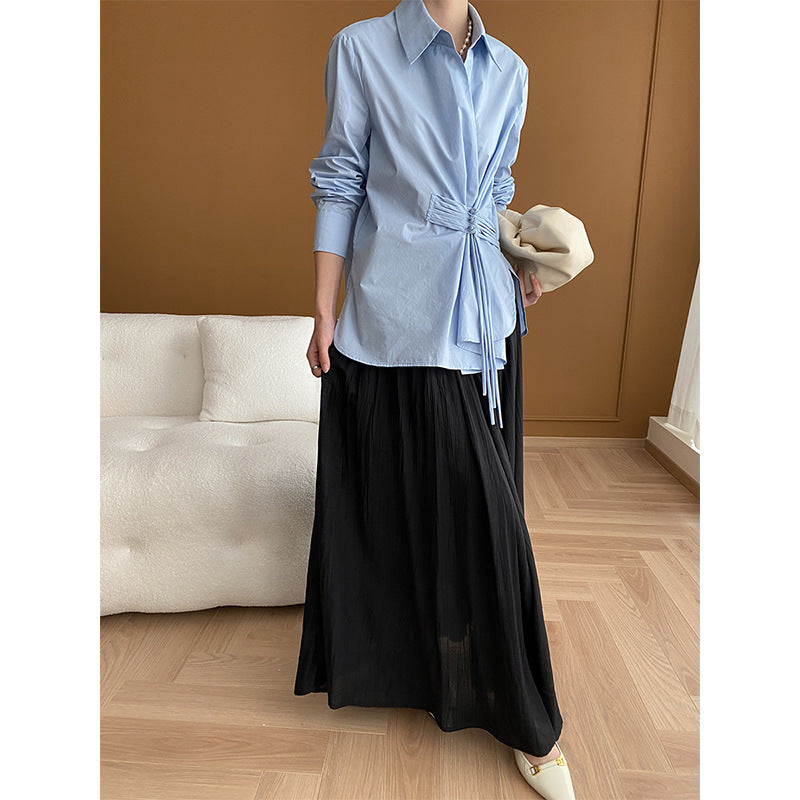Damen Wickelbluse Dekorativ Knöpfe Elegantes Bindeband