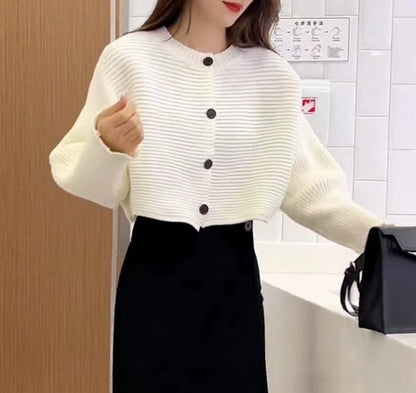 Damen Strickjacke locker mit Knöpfen und weitem Schnitt Norvielle