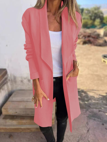 Damen Oversized-Mantel mit Eingrifftaschen Offener Kragen