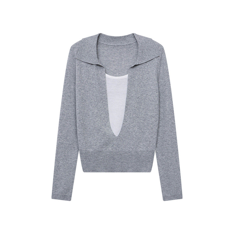 Damen Pullover Elegantes Design V-Ausschnitt Feine Stickerei